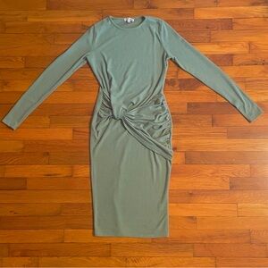 Fashion Nova Sage Long Sleeve Dress